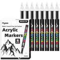 8pcs Black and White Acrylic Paint Markers Set, Large Ink Capacity,