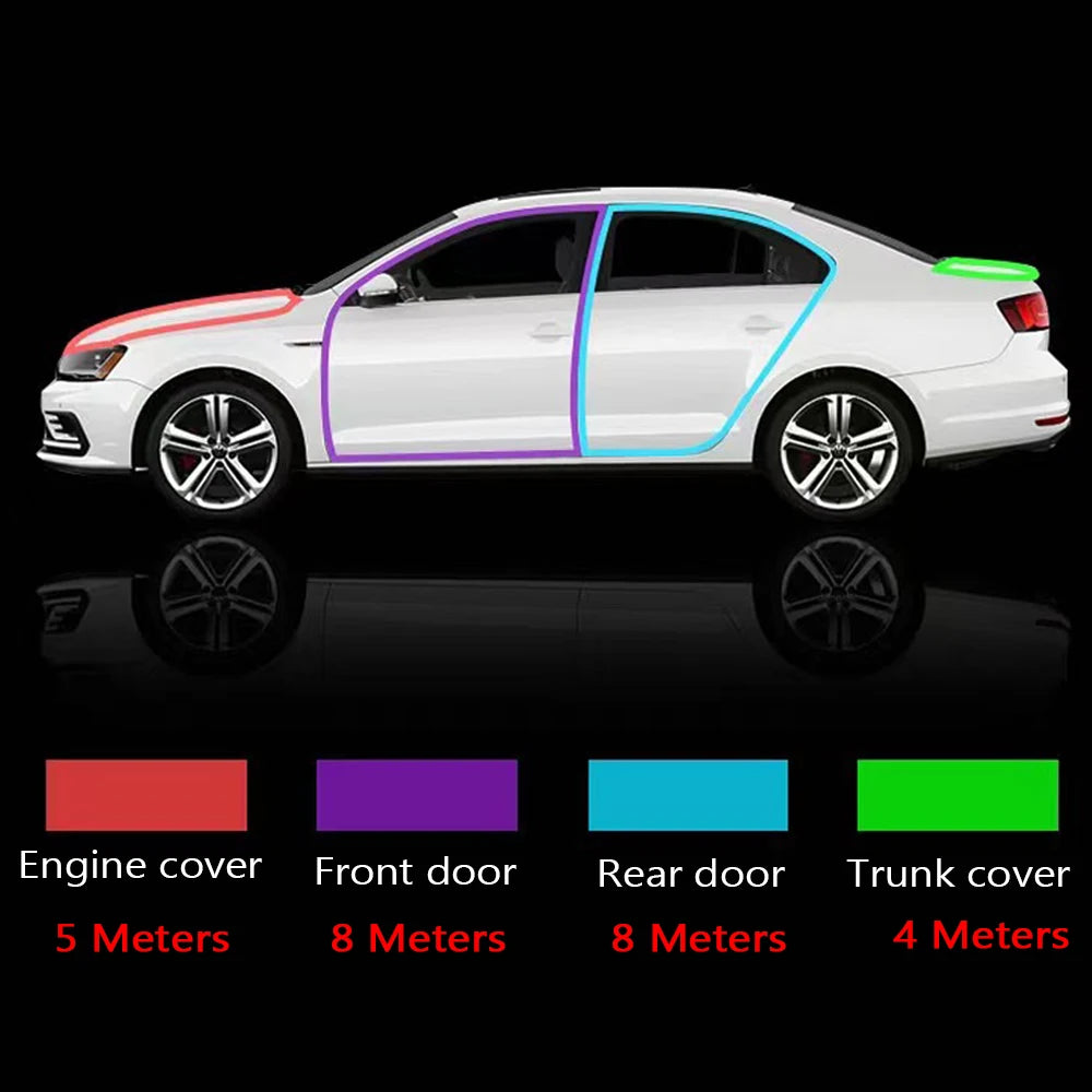Car Door Seal Strips Sticker Weatherstrip Rubber B Shape Door Seals