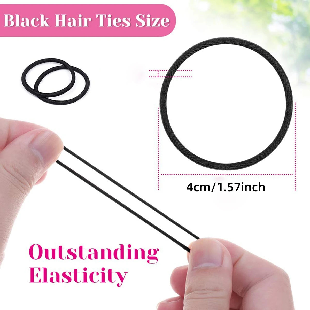 98 Pcs Black Elastics Small Hair Ties Elastics Small Hair Rubber Bands