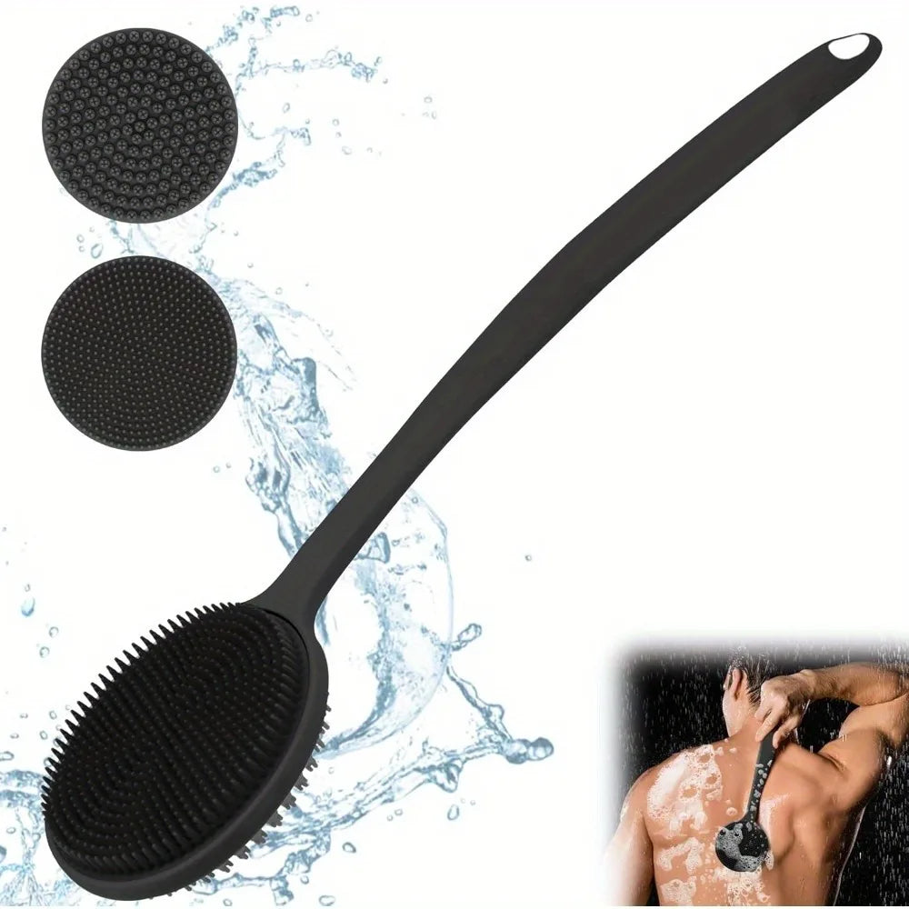 Silicone Back Scrubber Brush for Shower  Long Handle Body Deep