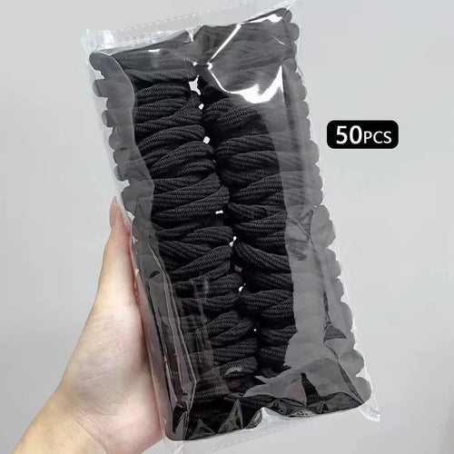 50pcs Girl Mixed Color Simple Hair Ties Hair Accessories