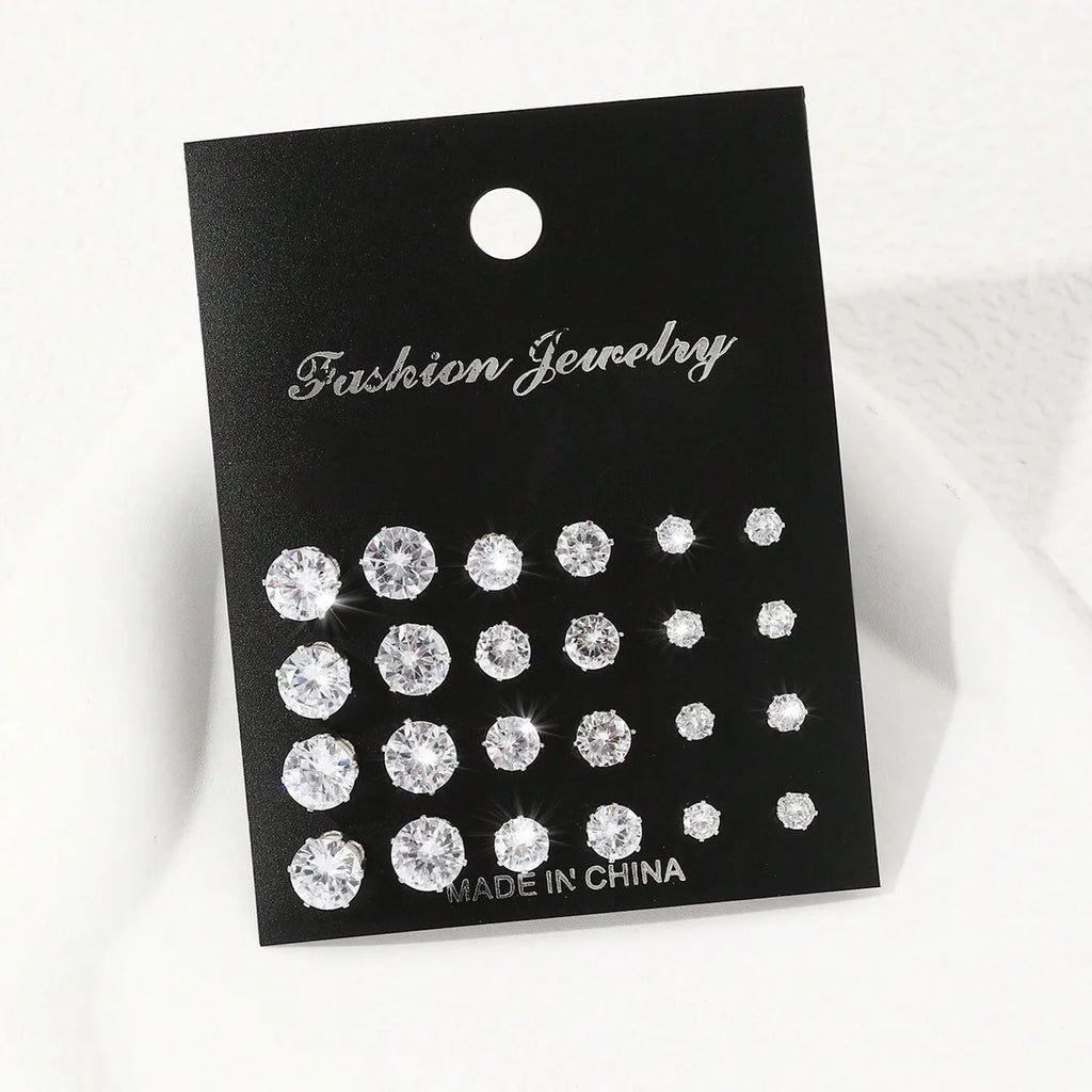 12 Pairs Of Luxurious, Simple, Shiny, And Caring Zirconia Decorative