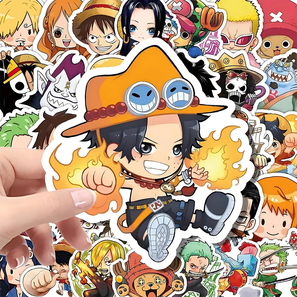55pcs One Piece Cute Cartoon Stickers DIY Skateboard Phone Case Laptop