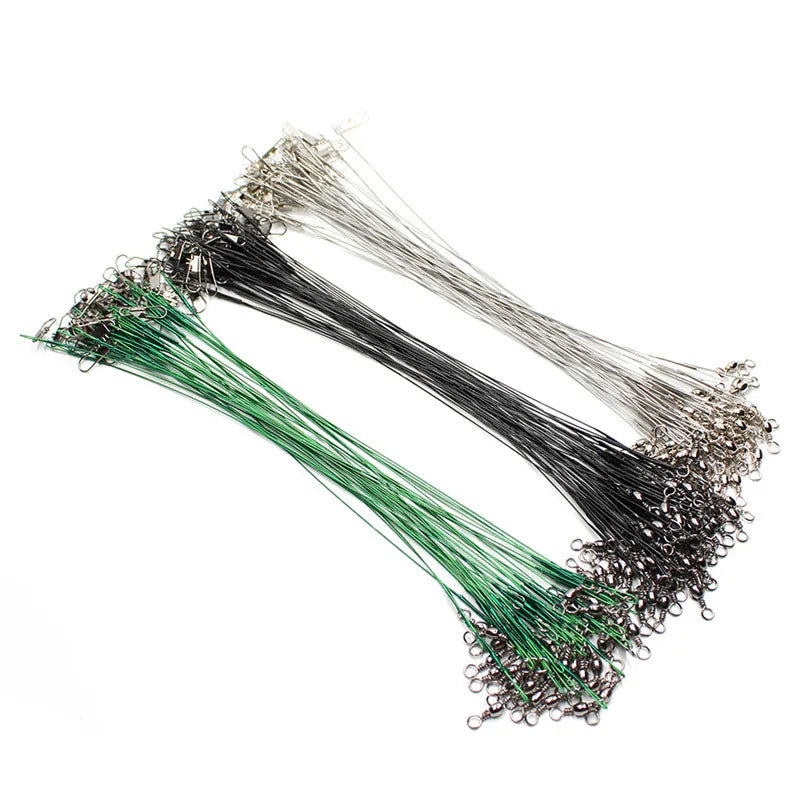 Anti Bite Steel Fishing Line Steel Wire Leader With Swivel Fishing