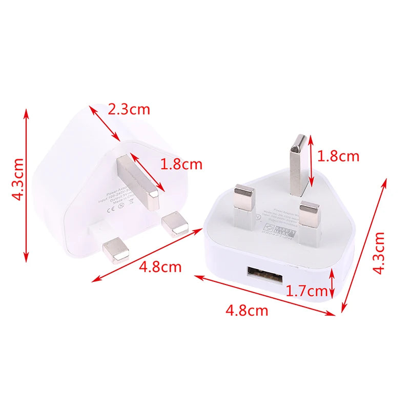 Universal UK Plug 3 Pin Wall Charger Adapter With 1/2 USB Ports