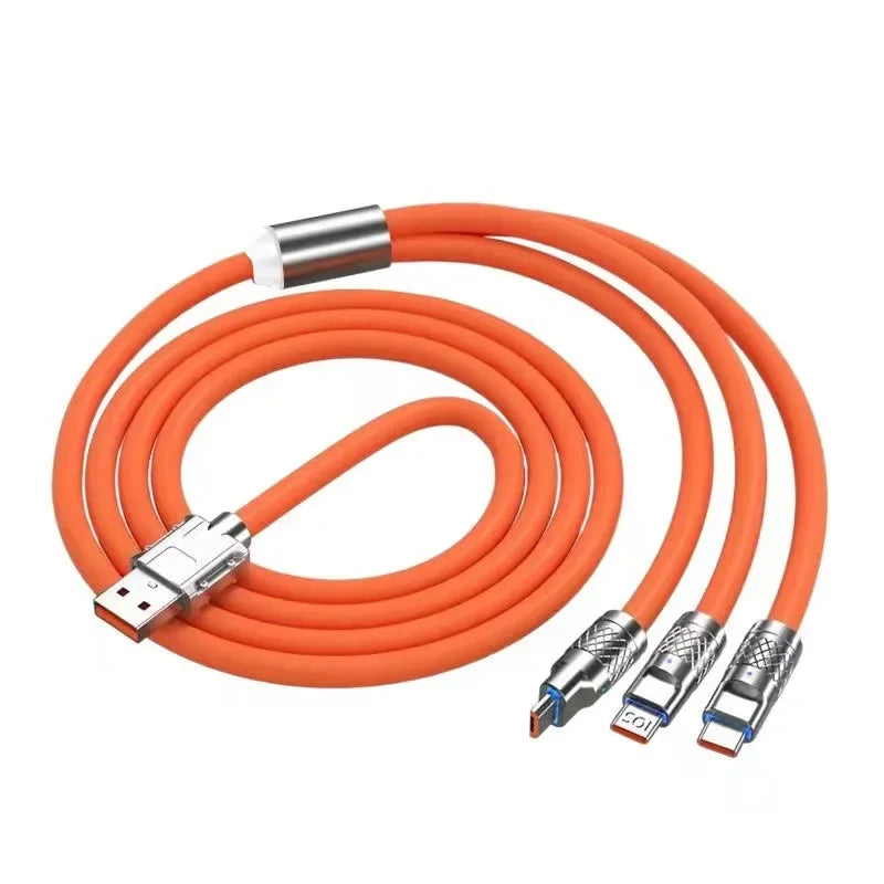 120W 6A Fast Charging C Type Cable Micro3 in 1 Micro USB iPhone