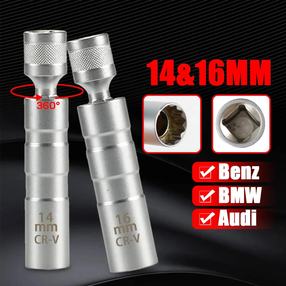 Spark Plug Socket Wrench Adapter 14mm16mm Set Universal Joint with