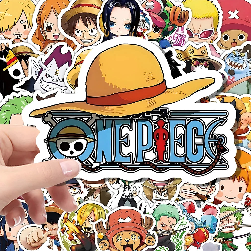 55pcs One Piece Cute Cartoon Stickers DIY Skateboard Phone Case Laptop