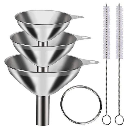 3/5 Pcs Stainless Steel Kitchen Funnels Set Food Grade Metal Funnels
