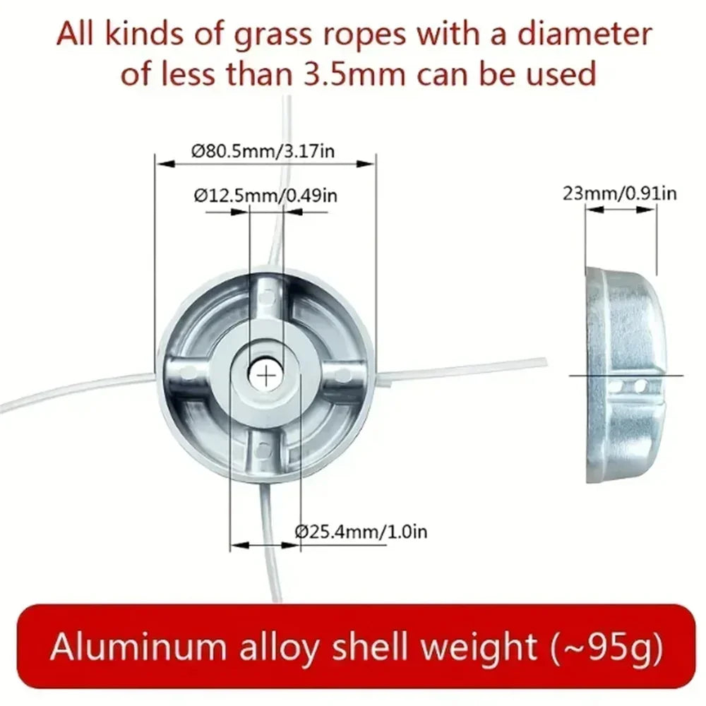 Universal Aluminum Alloy Lawn Mower Head and Replacement Nylon Steel