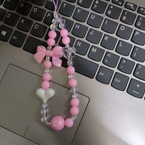 Phone Anti-lost Lanyard Key Short Wrist Pendant Colorful Macaron Round