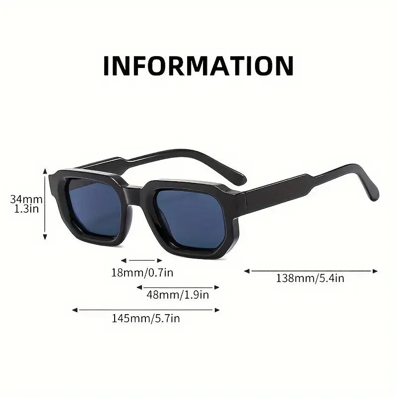 New Men Vintage Rectangle Frame Sunglasses Fashion Retro Sun Glasses