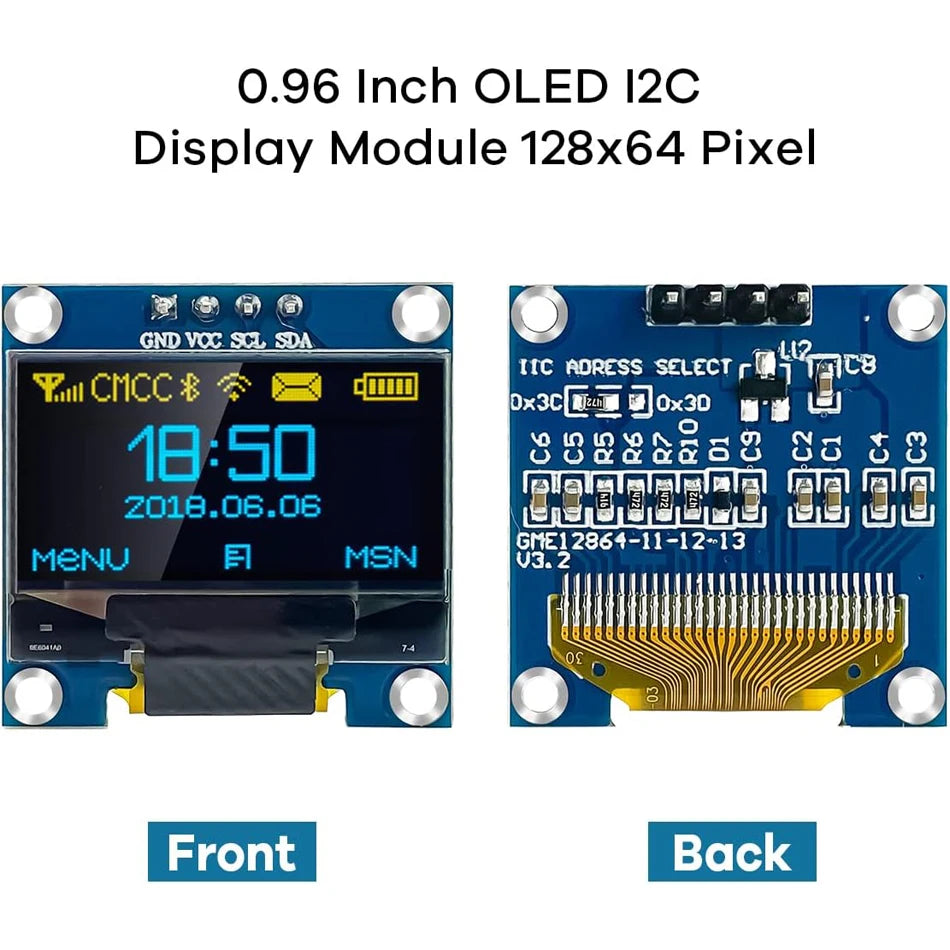 0.96" Inch OLED Display Screen Module I2C IIC 128x64 SS - D - 1306
