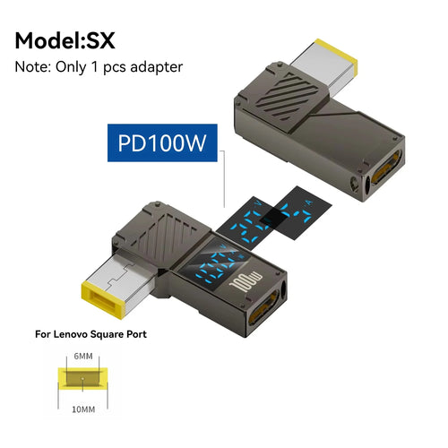 PD100W Type-C to DC Plug Converter USB C to DC Laptop Charging Adapter