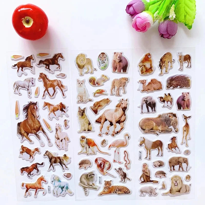10 Sheets 3D Puffy Stickers Animals Bulk Stickers Scrapbook Decoration
