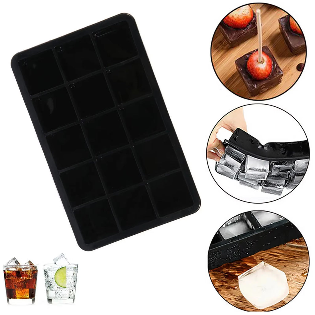Silicone Ice Cube Tray 4/6/15 Square Ice Cube Moulds 3 x 3 cm Reusable