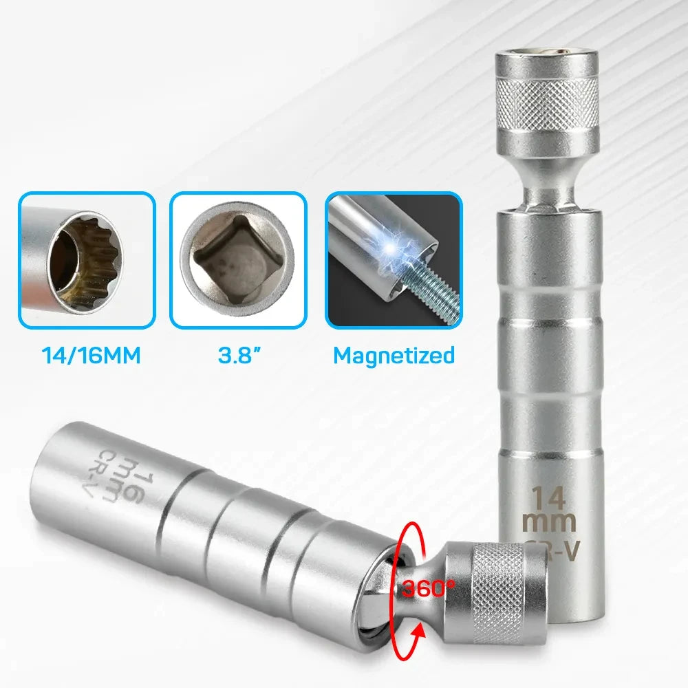 Spark Plug Socket Wrench Adapter 14mm16mm Set Universal Joint with