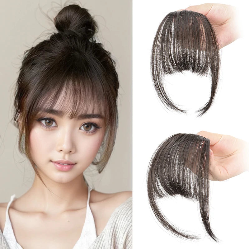 Synthetic Fake Invisible Air Bangs Hair Extension Front Fringes