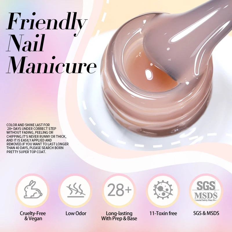 BORN PRETTY 83 Colors 10ml Jelly Nude Gel Nail Polish Autumn Amber