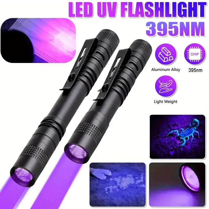 395nm UV Pen FLaslight,Blacklight Flashlight w/ Clip Portable Detector