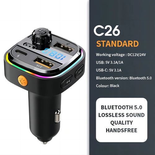 Bluetooth 5.0 FM Transmitter Handsfree Car Radio Modulator MP3 Player