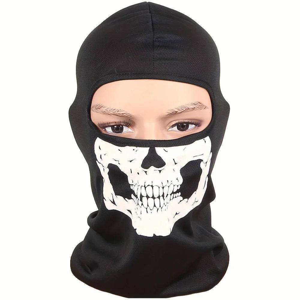 Motorcycle Balaclava Full Face Mask Skull Print Motorbike Full Face