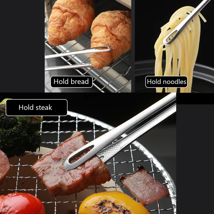 Long Stainless Steel Kitchen Tongs Non-Slip Heat Resistant BBQ Grill