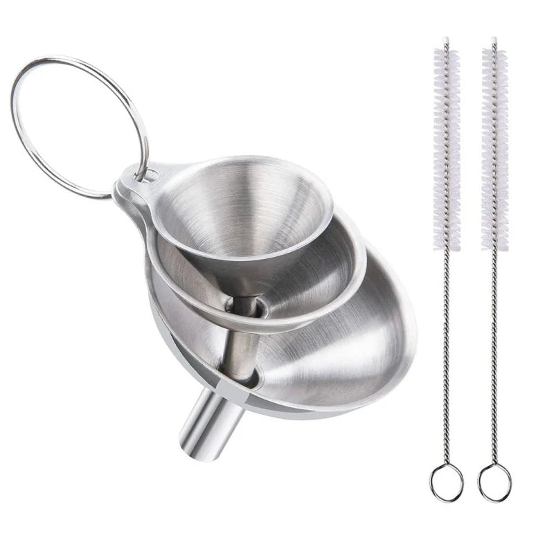 3/5 Pcs Stainless Steel Kitchen Funnels Set Food Grade Metal Funnels