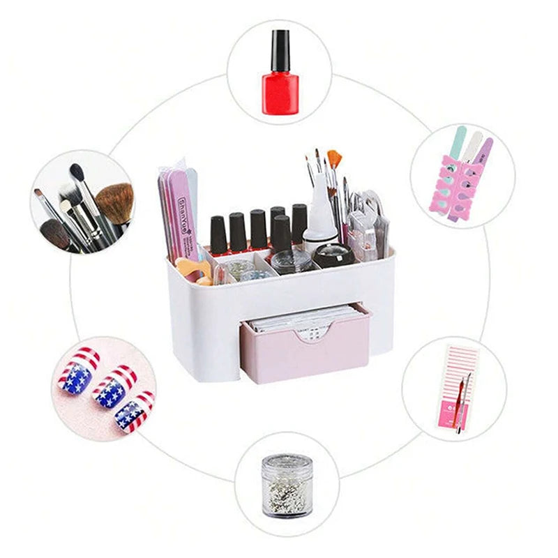Nail Storage Box Plastic Drawer Style Easy to Clean Desktop