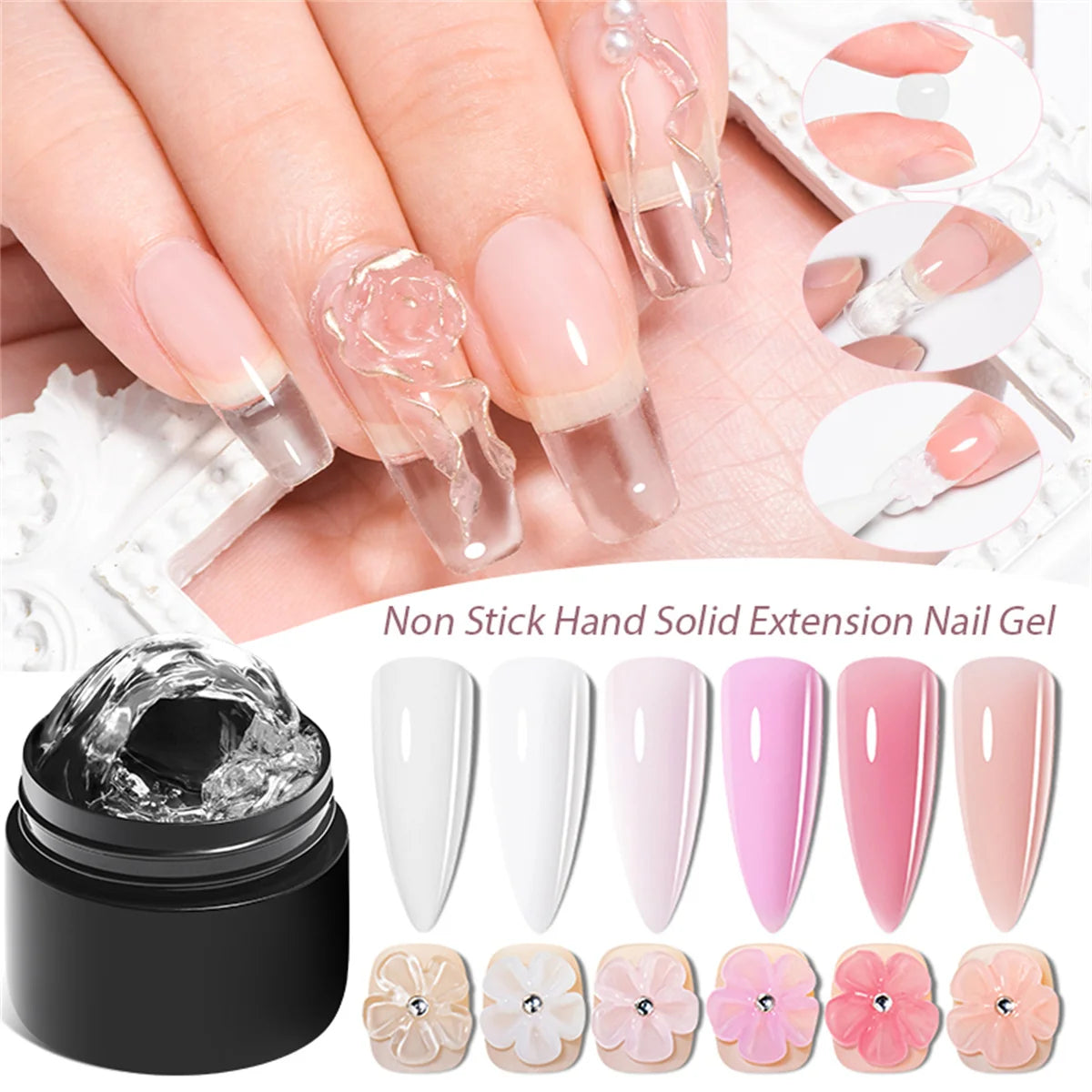 Clear Non-Stick Hand Extension Gel Nail Polish 3D