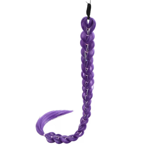 32 Inch Synthetic Purple Braided Wig Shimmering Metallic Kids