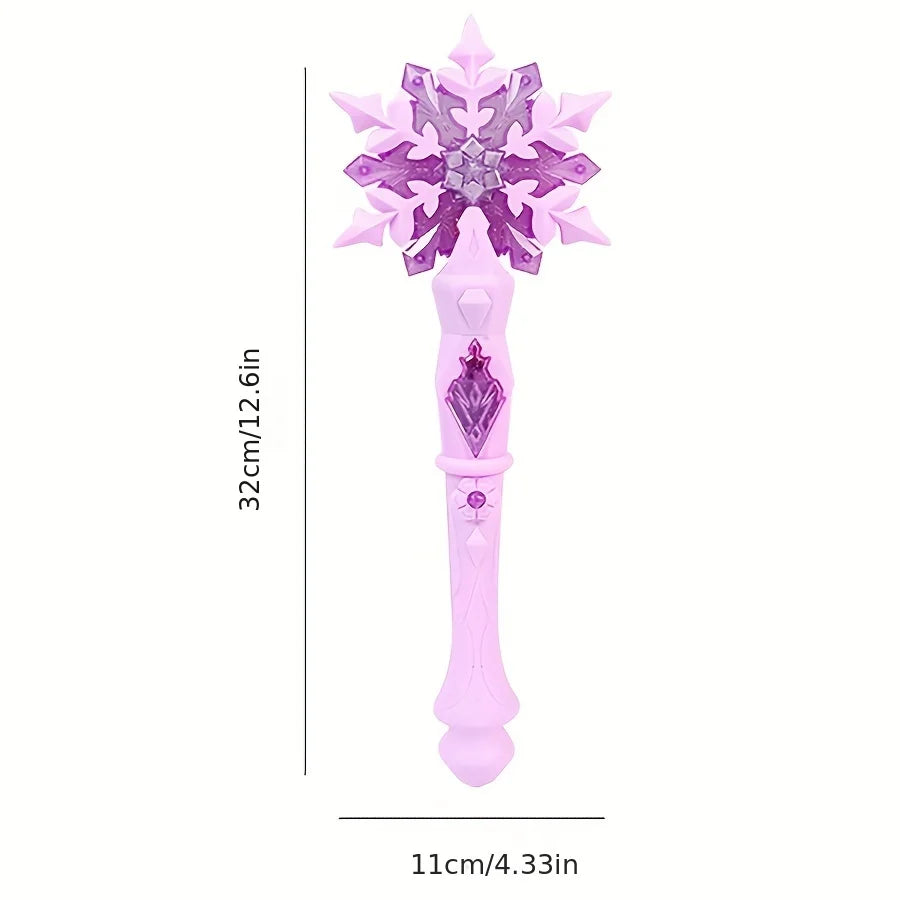 Princess Snow Wand Toy Snowflake Light Sound Sticks Kid Cosplay Fairy