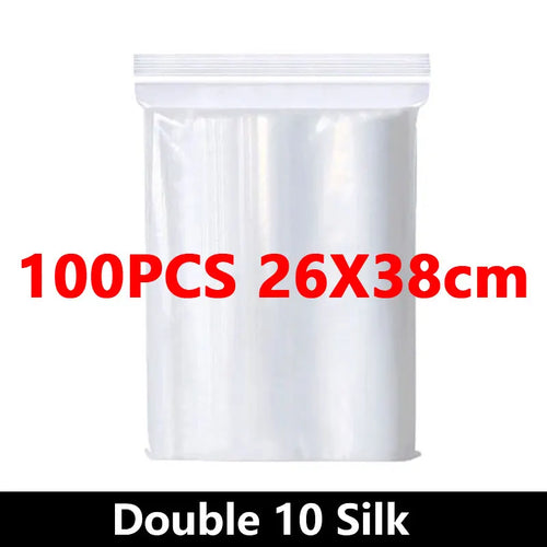 100Pcs Thicken Zipper Sealed Bags Clear Plastic Storage Bag for Small