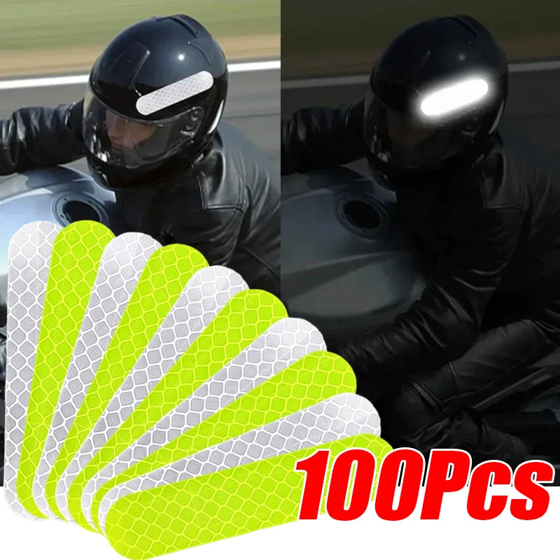 10-100Pcs Motorcycle Helmet Warning Reflective Stickers Night Safety
