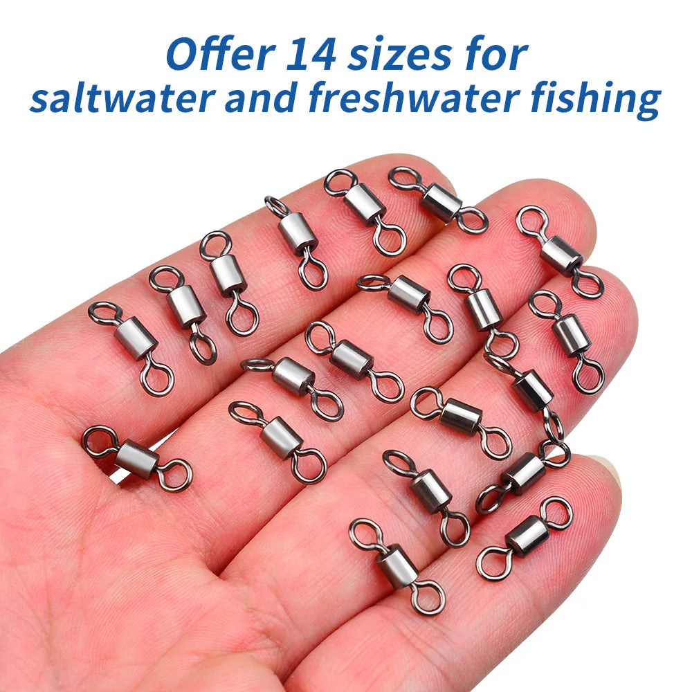50Pcs Bearing Swivel Fishing Connector Stainless Steel Carp Snap
