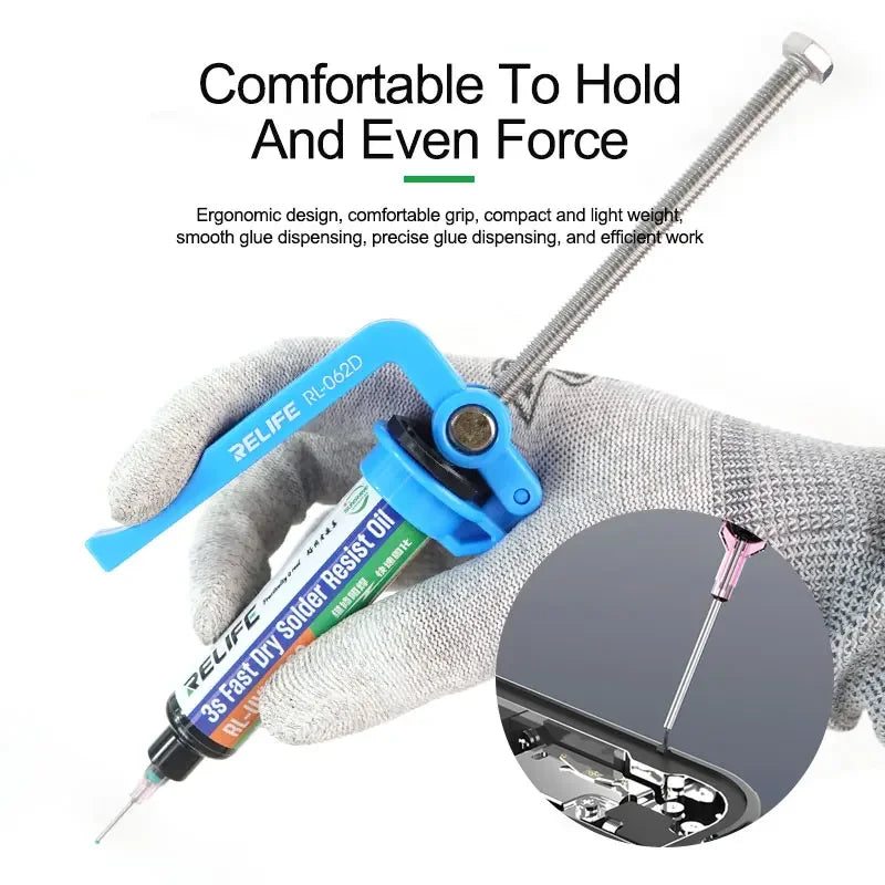 RELIFE RL-062D Glue Gun Application for 5~10CC syringe soldering oil,