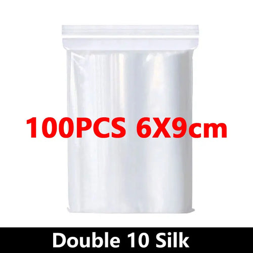 100Pcs Thicken Zipper Sealed Bags Clear Plastic Storage Bag for Small
