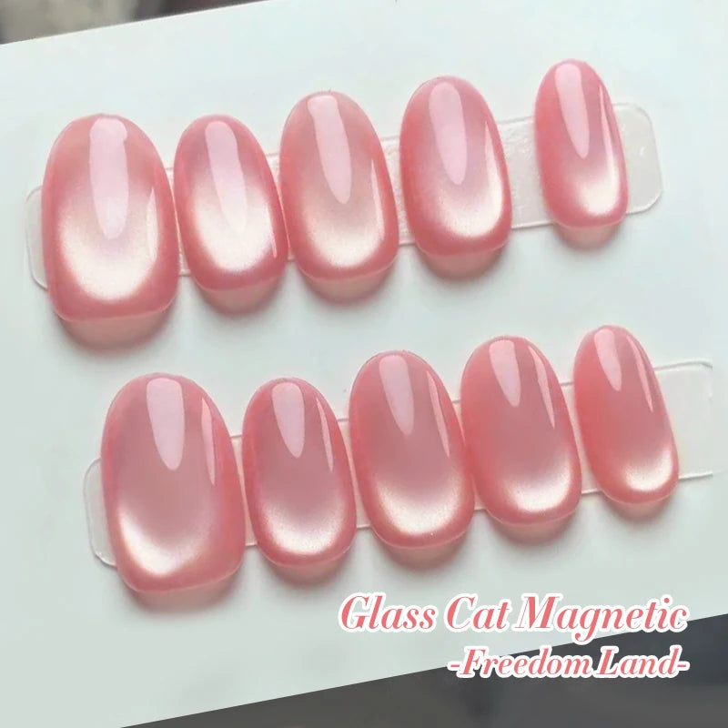 BORN PRETTY 10ml Pink Glass Bead Cat Magnetic Gel Nail Polish Spring