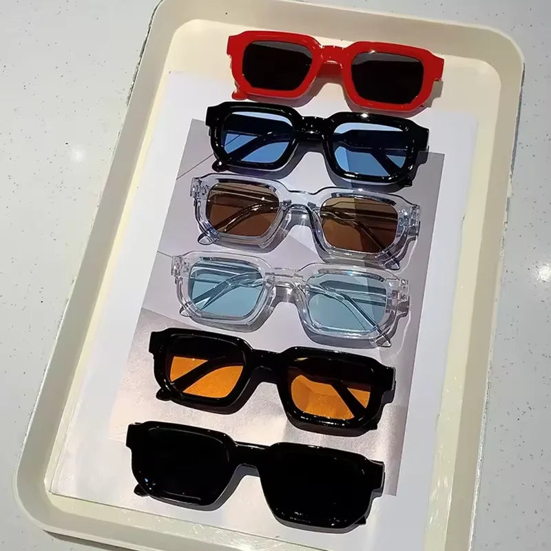 New Men Vintage Rectangle Frame Sunglasses Fashion Retro Sun Glasses