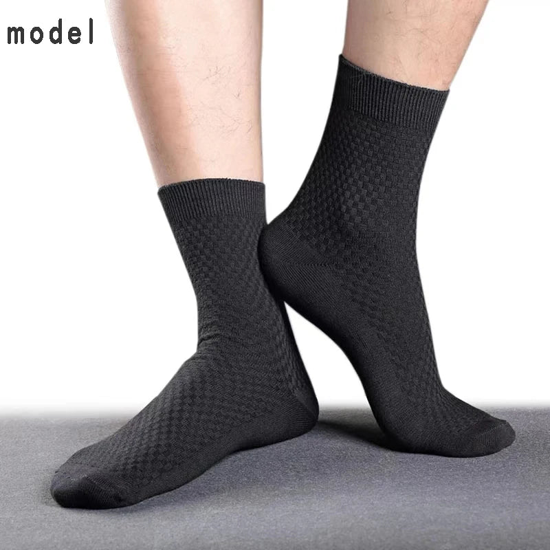 5 Pairs Men Bamboo Fiber Crew Casual Socks Man High Quality Spring