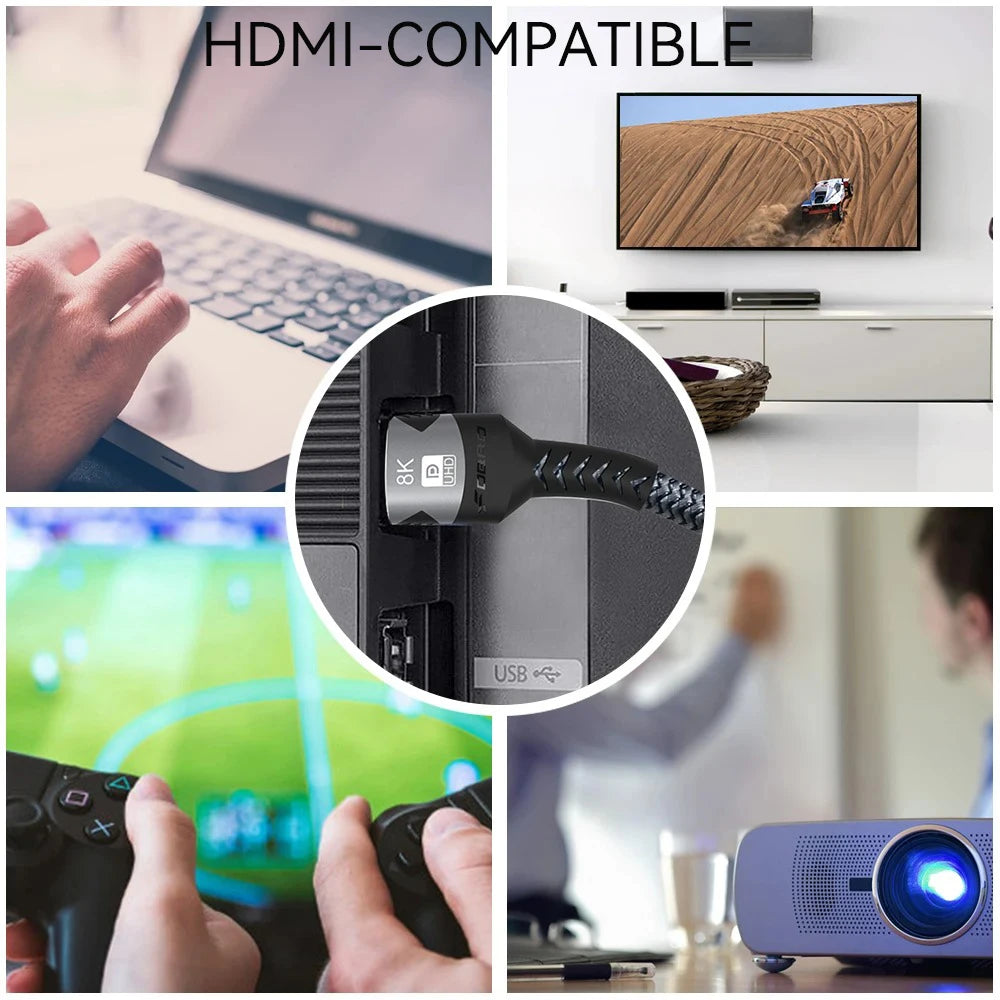 8K HDMI-Compatible Cable 4K@120Hz 8K@60Hz HDMI 2.1 Cable 48Gbps