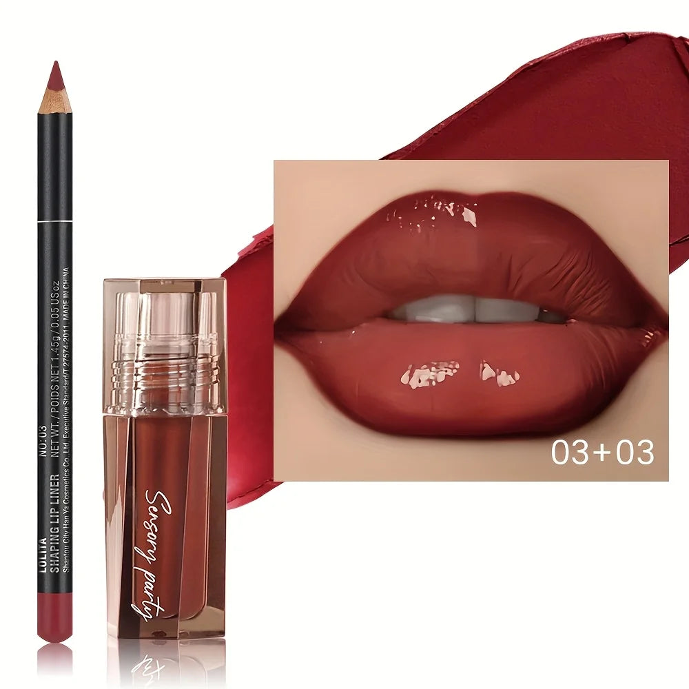 Hydrating Lip Gloss + Lip Liner Kit, 3D Precision Lip Contour, Plump