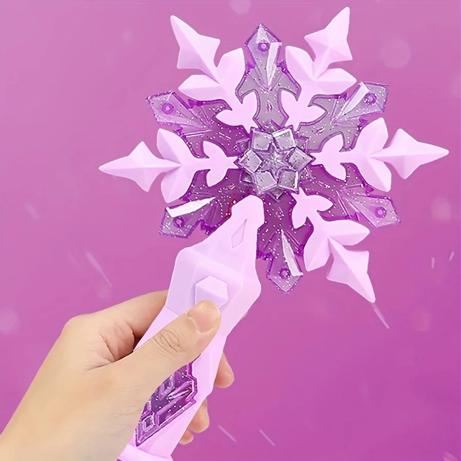 Princess Snow Wand Toy Snowflake Light Sound Sticks Kid Cosplay Fairy