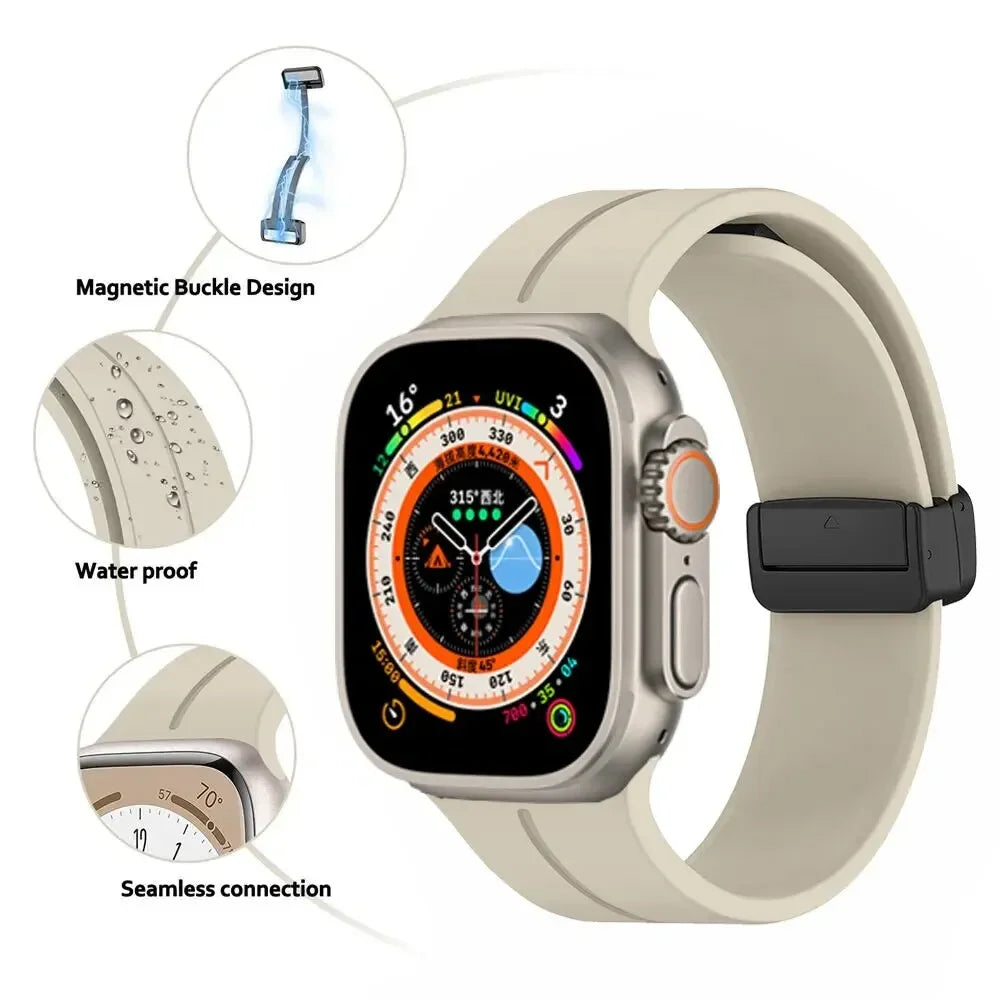 20mm 22mm Magnetic D Type Clasp Silicone Watch Band for Samsung Galaxy