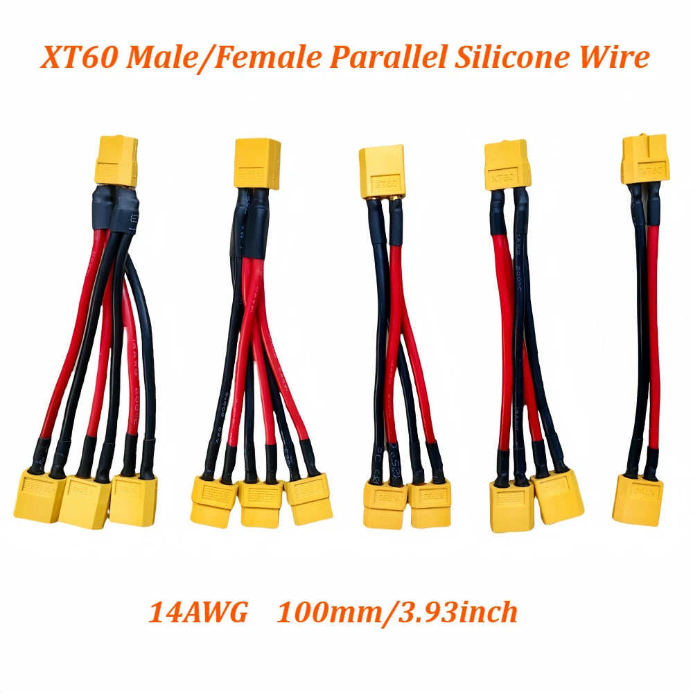 XT60 Parallel Battery Connector 3-Way 14AWG Silicone Wire Male/Female