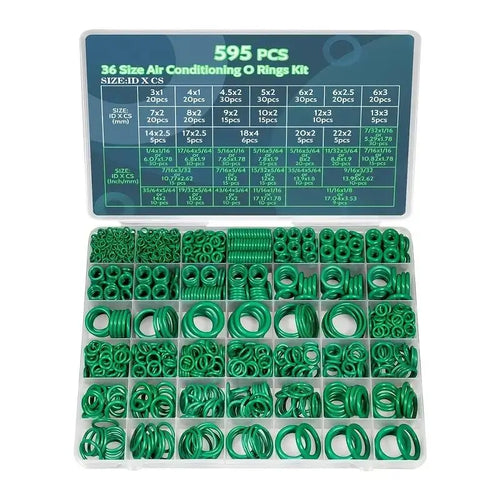 595pcs Air Conditioning O Ring Kit, 36 Size Seal Rubber O-Rings