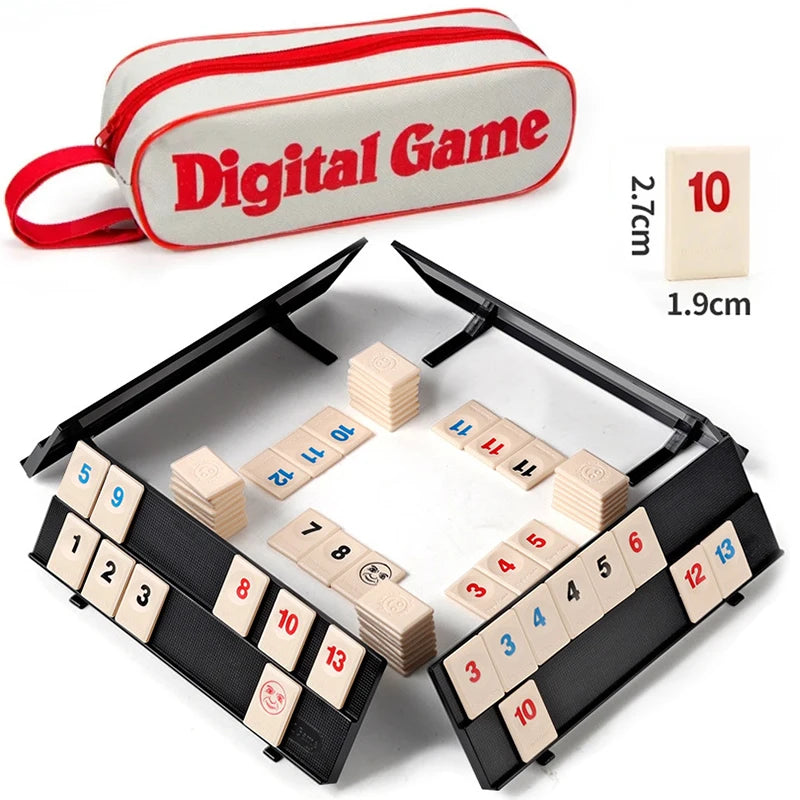 Rummy Cube Game with 4 Racks, 106 Rummy Cube Game Set with Portable