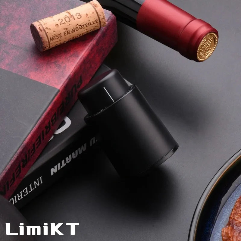 LimiKT Press Type Vacuum Red Wine Bottle Stopper Stainless Steel