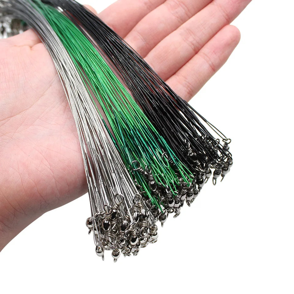 Anti Bite Steel Fishing Line Steel Wire Leader With Swivel Fishing