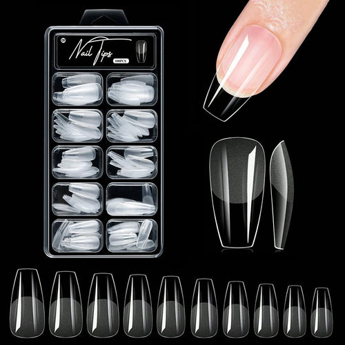 100/600Pcs Short Almond Nail Tips Soft Gel Nail Tips Full Cover False